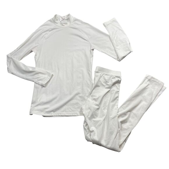 Qualidyne XS White 2 piece Cycling Base Layer Long Sleeve Top and Pants - Picture 1 of 10
